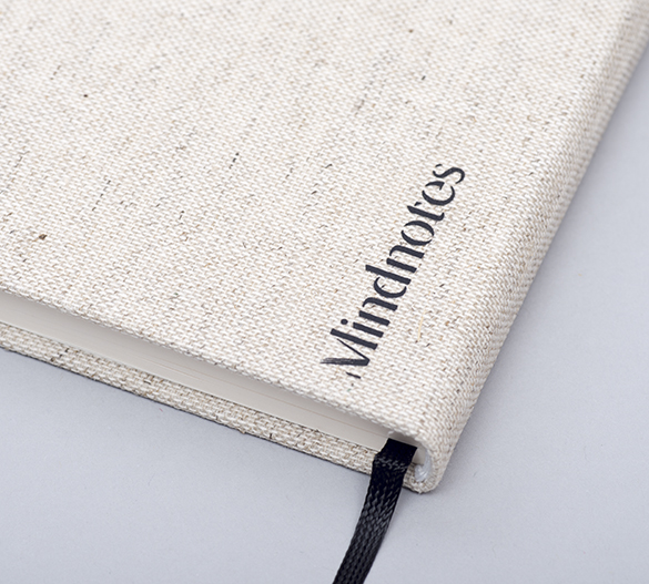 MN33 Mindnotes con cubierta de tapa dura desde telas Lino color, Lino nature